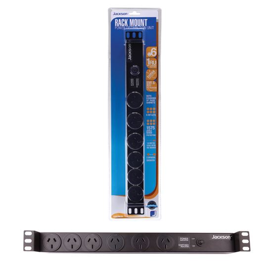 Powerboard 6 x Outlet Horizontal Power Rail Surge Protected 525J 10A