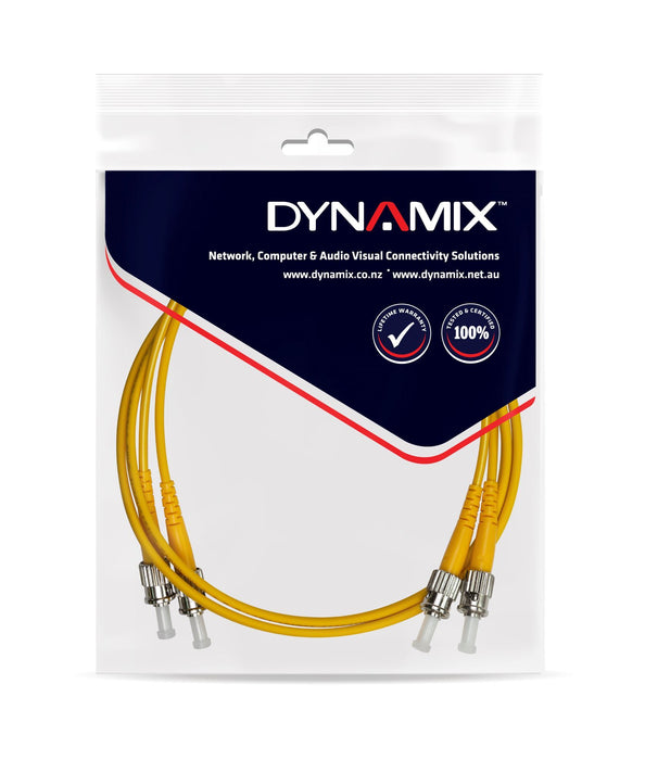 DYNAMIX 1M 9u ST/ST Duplex Single Mode G657A1 Bend Insensitive Fibre Lead Yellow