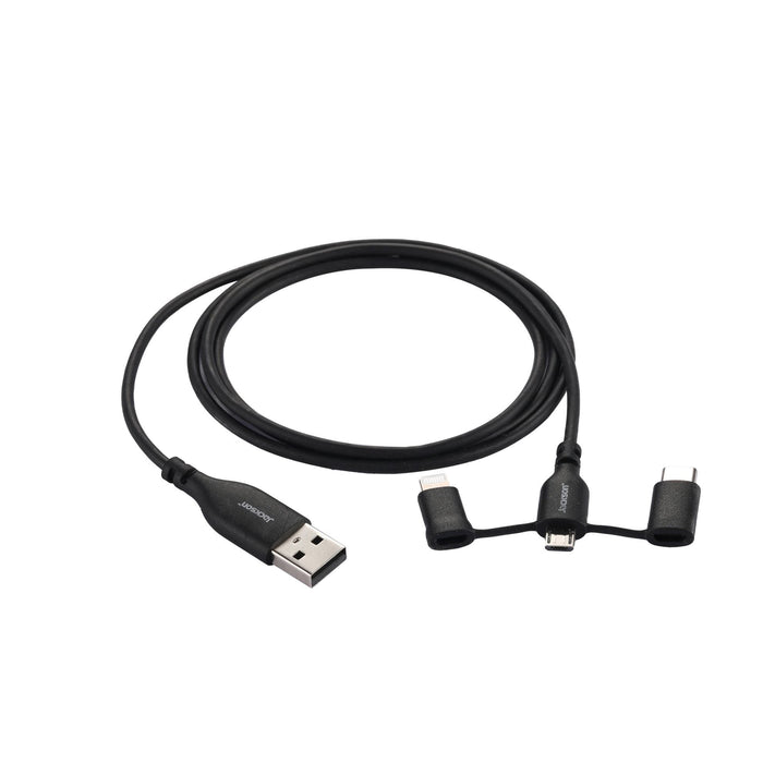 JACKSON 1m MFi Certified Sync & Charge Cable Micro USB USB-C Lightning Black