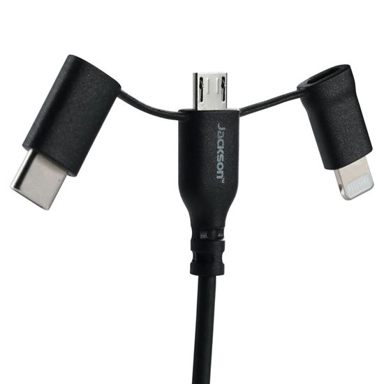 JACKSON 1m MFi Certified Sync & Charge Cable Micro USB USB-C Lightning Black