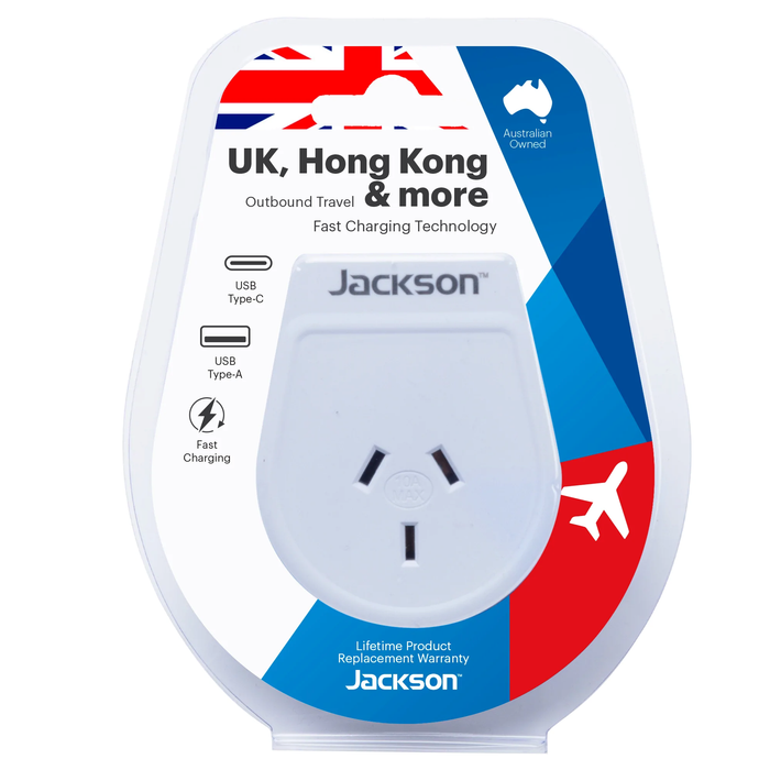 Travel Adaptor USB USB-C Converts NZ/AUS Plugs for use in UK, Hong Kong & More