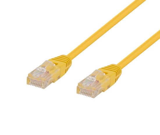 DYNAMIX 1m Cat5e Yellow UTP Patch Lead (T568A Specification) 100MHz 24AWG Slimli