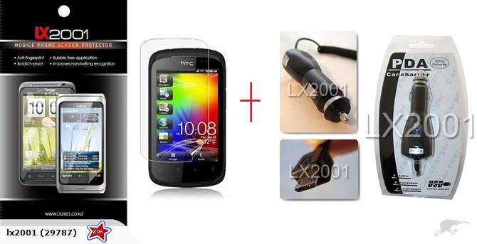 HTC Explorer Screen Protector + Car Charger
