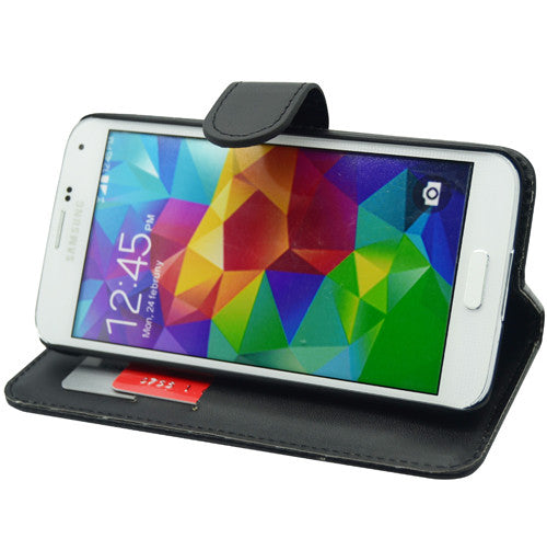 Samsung S5 Wallet Leather Gel Case 64GB GLASS SP