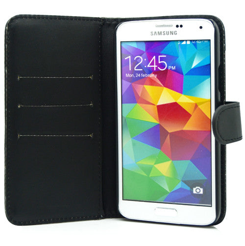Samsung S5 Wallet Leather Gel Case 16GB GLASS SP