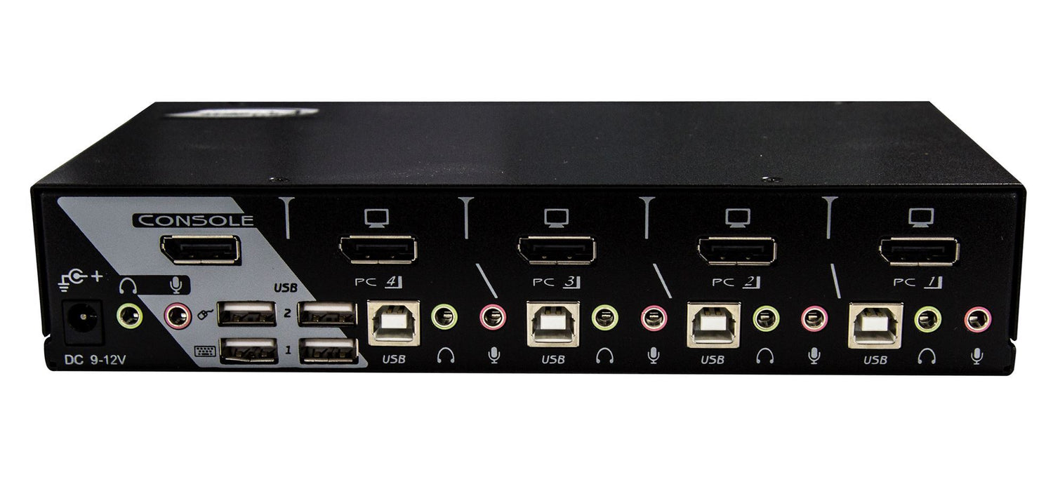 REXTRON 4 Port DisplayPort USB KVM with Audio. Supports DisplayPort Video with R