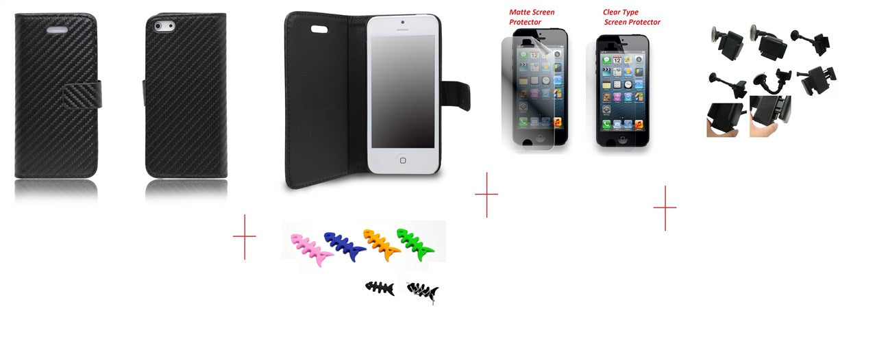 Iphone 5 Carbon Leather Case Car Kit Holder