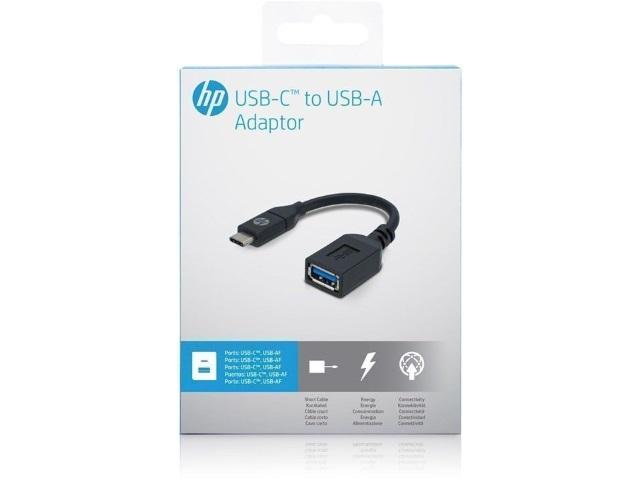 Hewlett Packard USB-C to USB-A Adaptor - Black HP-017 192018097704